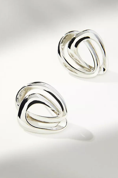 By Anthropologie Infinity Circle Post Earrings In Metallic