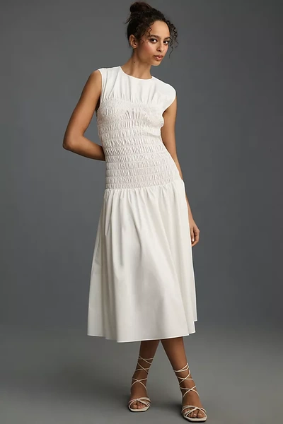 Mare Mare X Anthropologie Sleeveless Smocked Midi Dress In White | ModeSens