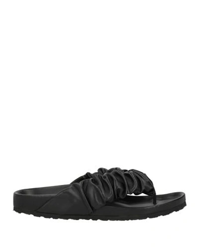 Dondup Woman Thong Sandal Black Size 6 Soft Leather