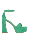 Gianvito Rossi Woman Sandals Green Size 11 Textile Fibers In Green
