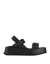 Pollini Woman Sandals Black Size 8 Textile Fibers In Black