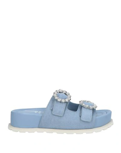 Jeannot Woman Sandals Sky Blue Size 8 Leather
