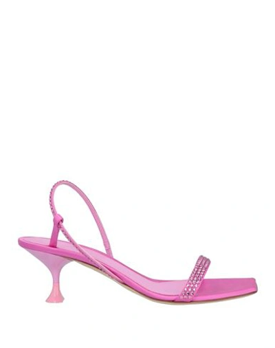3juin Woman Sandals Fuchsia Size 6 Textile Fibers In Pink