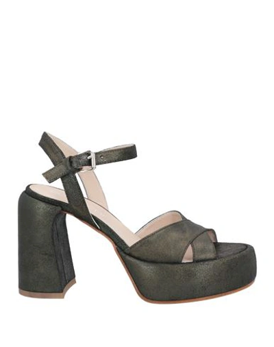 Elena Iachi Woman Sandals Dark Green Size 6 Leather