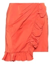 Pinko Uniqueness Woman Mini Skirt Orange Size 6 Polyester, Cotton In Orange