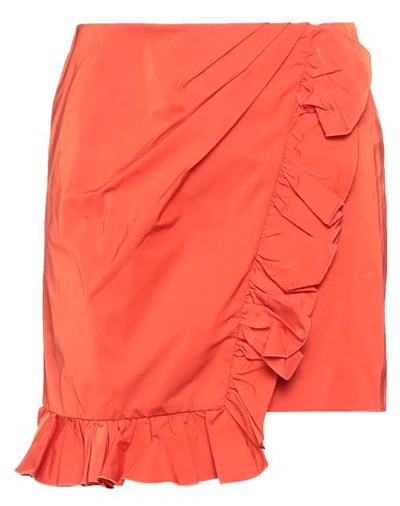 Pinko Uniqueness Woman Mini Skirt Orange Size 6 Polyester, Cotton