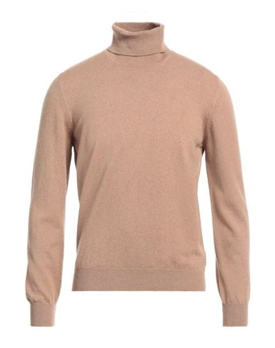 La Fileria Man Turtleneck Camel Size 44 Cashmere In Beige