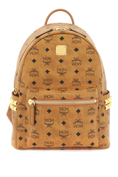 Mcm Small Stark Backpack With Studs In Brown