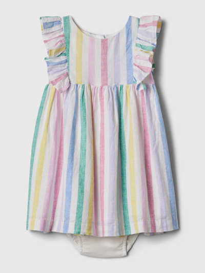 Gap Baby Linen-cotton Stripe Dress In Multi Stripe