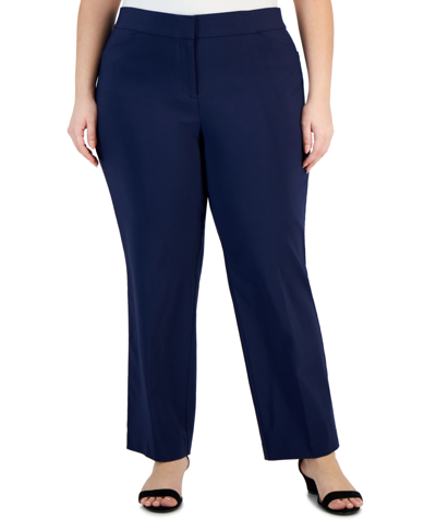 Jm Collection Plus Size Curvy-fit Straight-leg Pants, Created For Macy's In Intrepid Blue