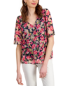 JM COLLECTION WOMEN'S SHORT FLUTTER-SLEEVE NECKLACE TOP, CREATED FOR MACY'S