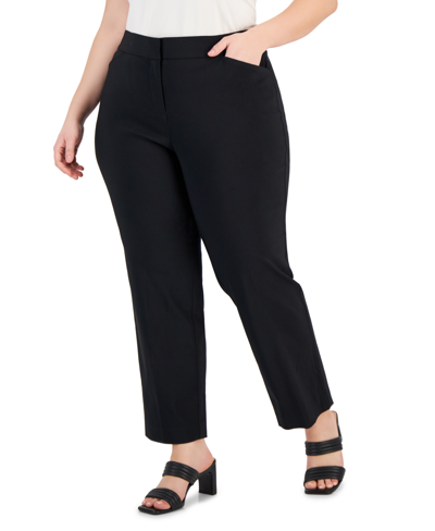 Jm Collection Plus & Petite Plus Size Curvy-fit Straight-leg Pants, Created For Macy's In Deep Black