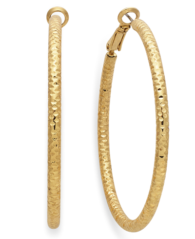 Inc International Concepts Textured Medium Hoop Earrings, 2", Created For Macy's In Gold