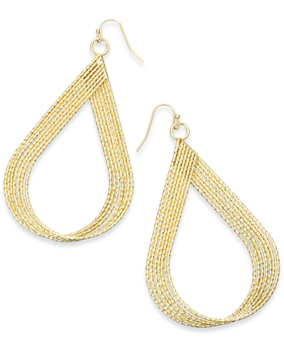 Inc International Concepts Gold-tone Diamond-cut Multi-row Twisted Tear-shape Drop Earrings, Created For Macy's