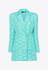 Rotate Birger Christensen Long-sleeved Double-breasted Suit Jacket In Turquoise