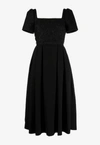 Self-portrait Bouclé Short-sleeved Midi Dress In Black