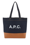 Apc A.p.c. Women Two-tone Denim And Leather Mini Axel Shopping Bag In Brown