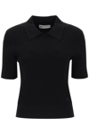 Tory Burch Crewneck Viscose Blend Top W/ Collar In Black (black)