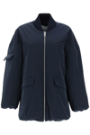 Ganni Oversized Multiple-pocket Bomber Jacket In Sky Captain (blue)