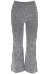 Ganni Melierte Kick-flare-hose Aus Stretch-strick In Black (grey)
