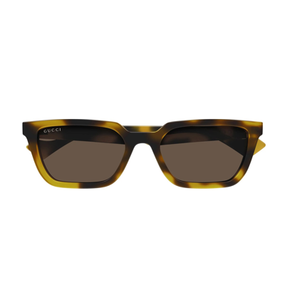 Gucci Gg1539s Linea Lettering Sunglasses In 옐로우,브라운