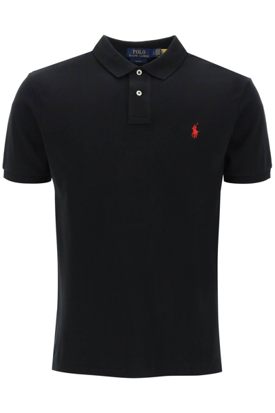 Polo Ralph Lauren Pique Cotton Polo Shirt In Black