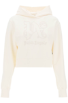 PALM ANGELS CROPPED HOODIE WITH MONOGRAM EMBROIDERY