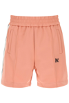 Palm Angels Men's Sweatshorts With Side Bands In Pink Black (pink)