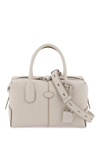 Tod's Grained Leather Bowling Bag In Stucco (white)