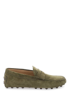 Tod's Kaki Suede Loafers With Almond Toe Design In Altra Versione (green)
