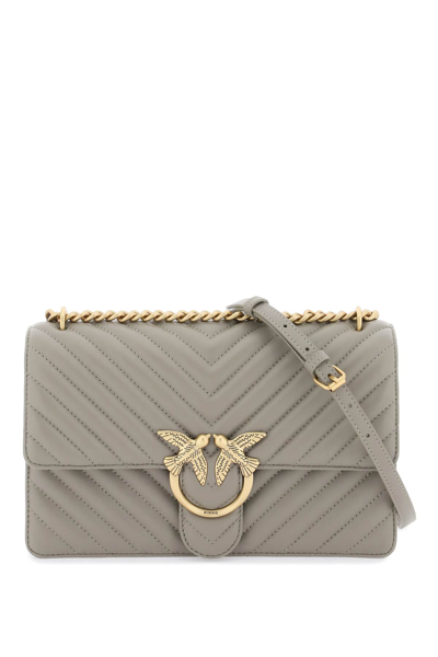 Pinko Chevron Quilted Classic Love Bag One In Noce Antique Gold (grey)