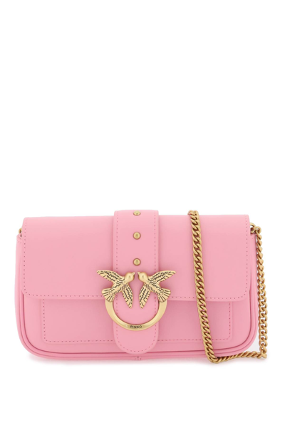 Pinko Love Pocket Simply Crossbody Bag In Rosa Marino Antique Gold (pink)