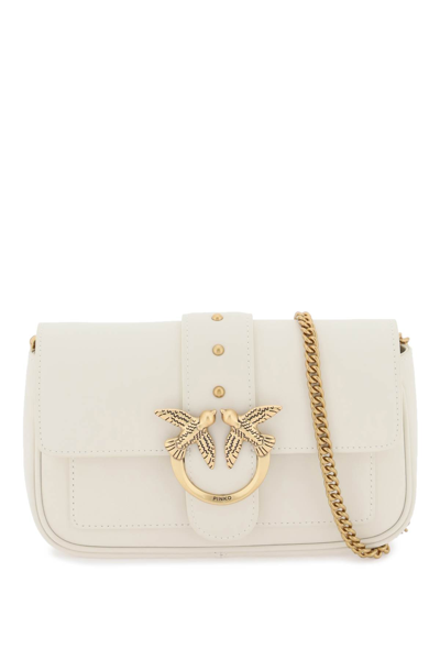 Pinko Love Pocket Simply Crossbody Bag In Bianco Seta Antique Gold (white)
