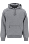 Carhartt Faded-effect Cotton Hoodie In Dark Grey Heather Gold (grey)