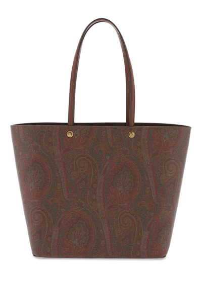 Etro Essential Large Tote Bag In Marrone Scuro 2 (brown)