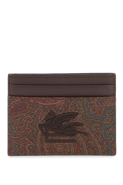 Etro Paisley Card Holder In Marrone 2 (brown)