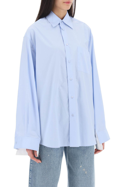 Mm6 Maison Margiela Poplin Shirt With Striped Inserts In Light Blue (light Blue)