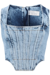 Giuseppe Di Morabito Bustier Top In Marbled Denim In Blue (light Blue)