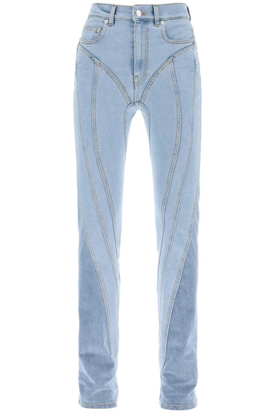Mugler Spiral Skinny Jeans In Blue