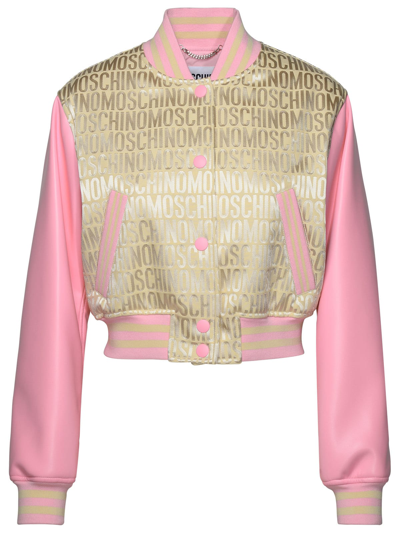 Moschino Logo-jacquard Cropped Jacket In Pastel