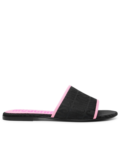 Moschino Black Cotton Blend Slippers