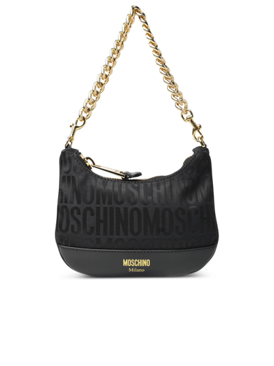 Moschino Black Cotton Blend Bag In Nero