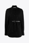 Alexander Wang Belted Cotton Button Down Tunic In Black