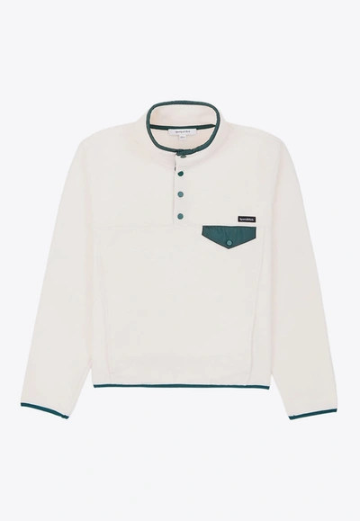 Sporty And Rich Buttoned Polar Fleece Sweatshirt In Cream