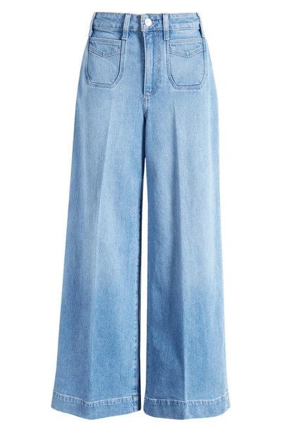 Paige Harper High Waist Ankle Wide Leg Jeans In Blue