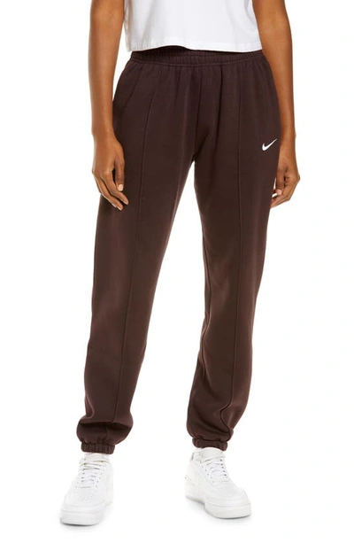 Nike Sportswear Essential Fleece Pants In Brown Basalt/ White