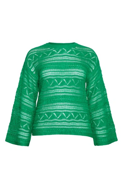 Vero Moda Curve Lamar Open Stitch Sweater In Bright Green