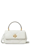 Tory Burch Kira Diamond Quilted Leather Top Handle Bag In Blanc