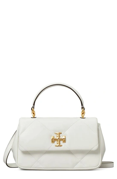 Tory Burch Kira Diamond Quilted Leather Top Handle Bag In White