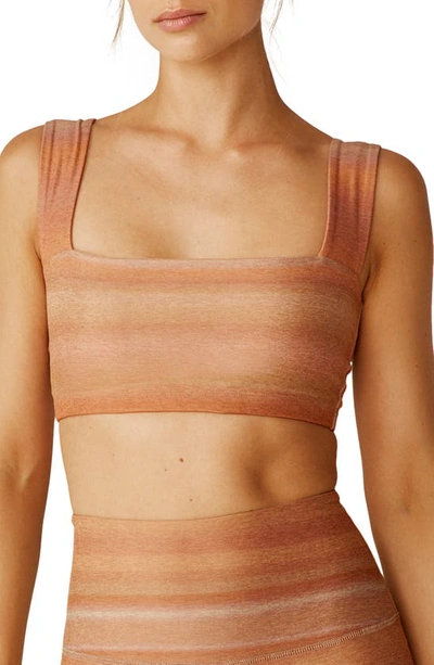 Beyond Yoga Softmark Square Neck Sports Bra In Ombre Stripe